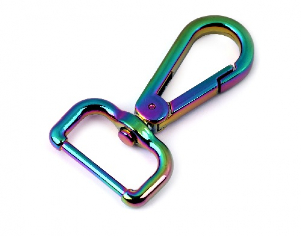 Metallkarabiner mit Wirbel, Durchzug 25 mm, regenbogenfarbig